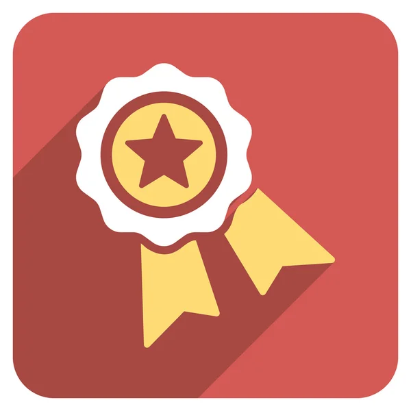 Star Quality Seal Flat Rounded Square Icon with Long Shadow — Stockový vektor