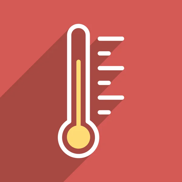 Ikona temperatury poziomu płaskim Longshadow Square — Wektor stockowy