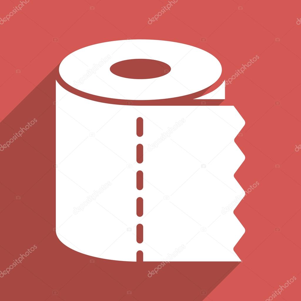 Toilet Paper Roll Flat Longshadow Square Icon
