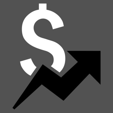 Doları büyüme düz vektör simgesi