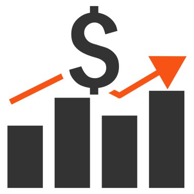 Satış çubuk grafiği düz vektör simgesi