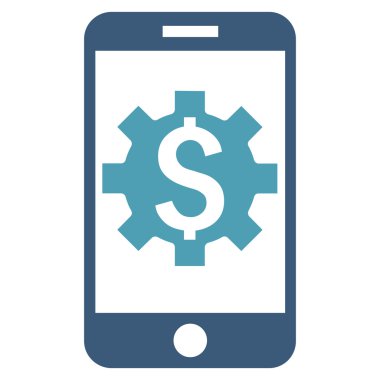 Mobil banka Kur düz vektör simgesi