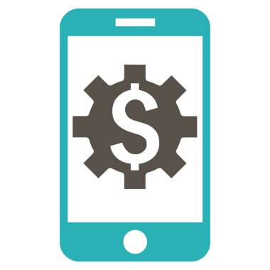 Mobil banka Kur düz vektör simgesi