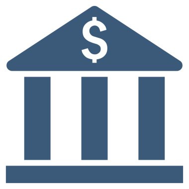 Banka Binası düz vektör simgesi