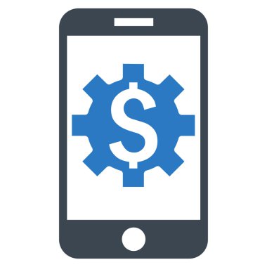 Mobil banka Kur düz vektör simgesi