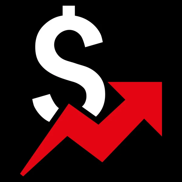 Icono de Vector plano de crecimiento del dólar — Vector de stock