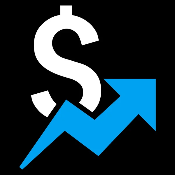 Ikona płaski wektor wzrost Dolar — Wektor stockowy