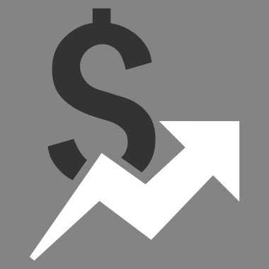 Doları büyüme düz vektör simgesi