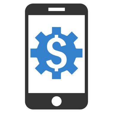 Mobil banka Kur düz vektör simgesi