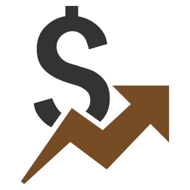 Doları büyüme düz vektör simgesi