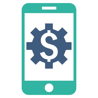 Mobil banka Kur düz vektör simgesi