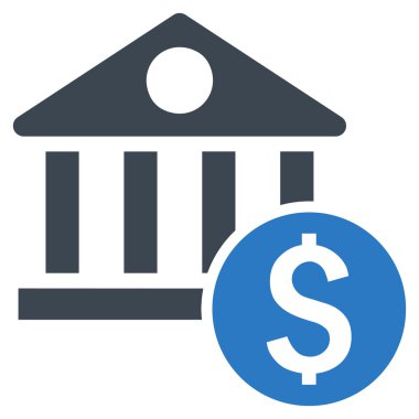Doları banka düz vektör simgesi