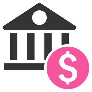 Doları banka düz vektör simgesi