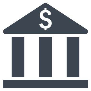 Banka Binası düz vektör simgesi