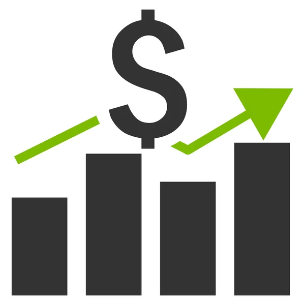 Gráfico de barras de ventas Icono de vector plano — Vector de stock