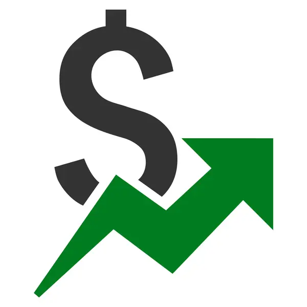 Icona vettoriale piatta di crescita del dollaro — Vettoriale Stock