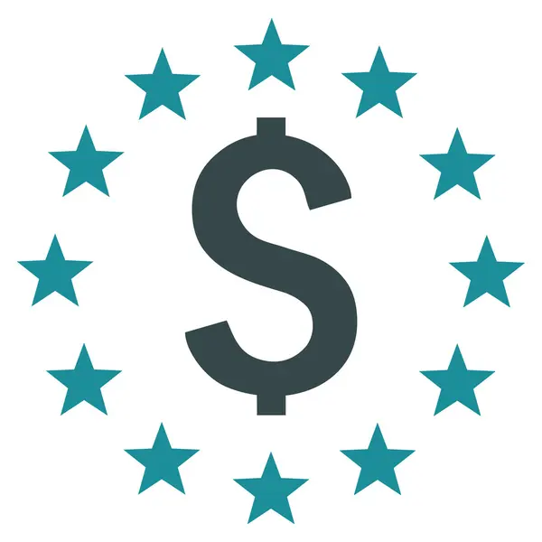 Dollar Stars Flat Vector Icono — Vector de stock
