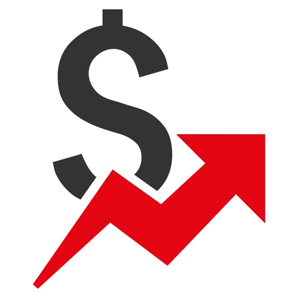 Ikona płaski wektor wzrost Dolar — Wektor stockowy