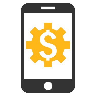 Mobil banka Kur düz vektör simgesi