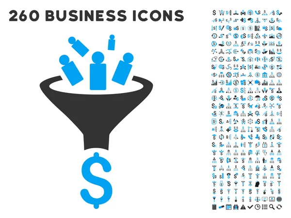 Ícone de funil de vendas com conjunto de vetores planos —  Vetores de Stock