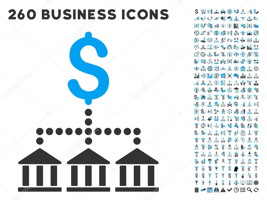 Bank Scheme Icon with Flat Vector Set