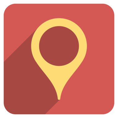 Harita işaretleyici düz yuvarlak kare simgesi ile uzun gölge