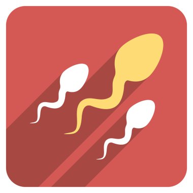 Uzun gölge ile sperm düz yuvarlak kare simgesi