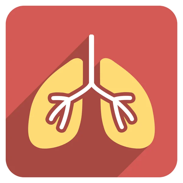 Lungs Flat Redondeado Icono cuadrado con sombra larga — Foto de Stock