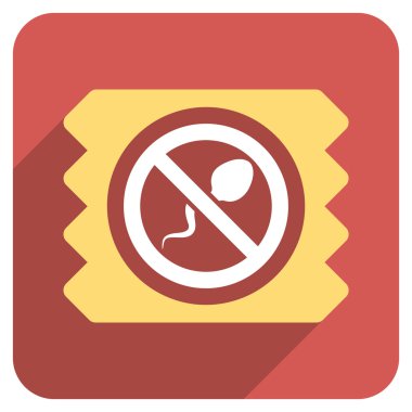 Uzun gölge ile sperm öldürücü prezervatif düz yuvarlak kare simgesi