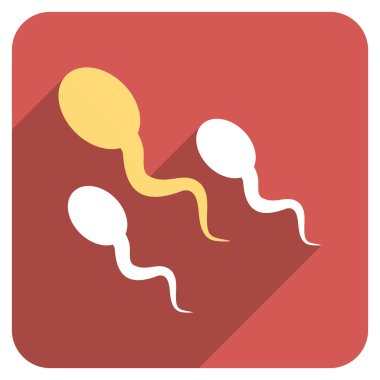 Uzun gölge ile sperm düz yuvarlak kare simgesi