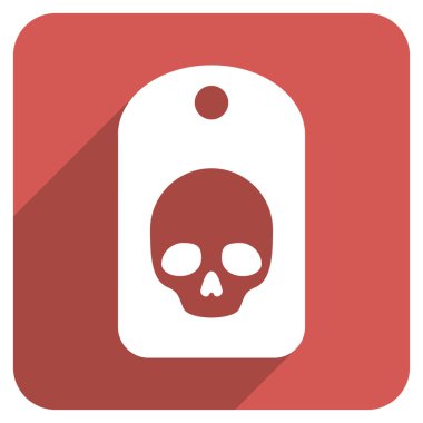 Kafatası Etiket Düz Yuvarlak Kare Simge Uzun Gölge ile