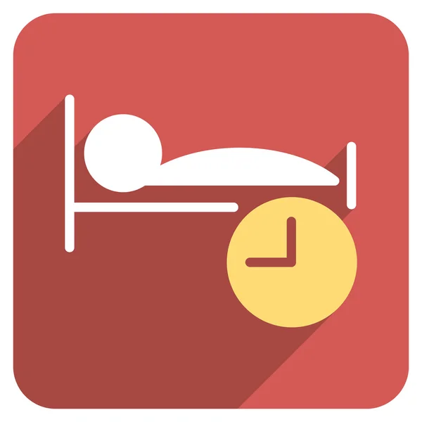 Sleep Time Flat Rounded Square Icon with Long Shadow - Stok Vektor