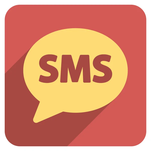 Ícone quadrado arredondado plano SMS com sombra longa —  Vetores de Stock