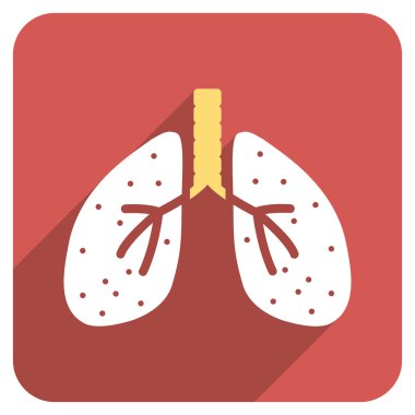 Uzun gölge ile akciğerler düz yuvarlak kare simgesi