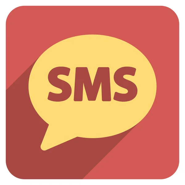 SMS Flat Rounded Square Icon with Long Shadow — Stock Photo, Image