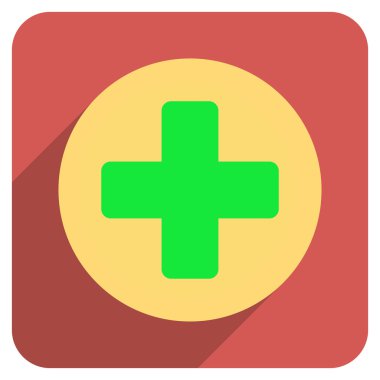 Uzun gölge ile tıp düz yuvarlak kare simgesi