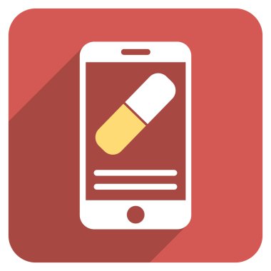 Uzun gölge ile ilaç Online bilgi düz yuvarlak kare simgesi