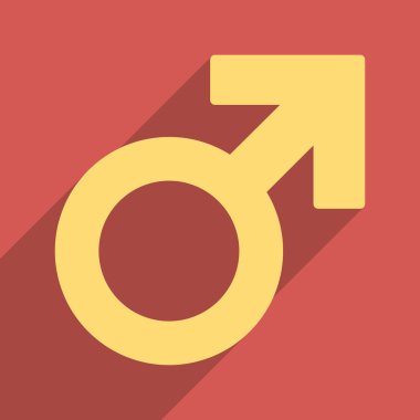 Erkek sembolü düz Longshadow kare simgesi