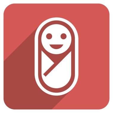 Uzun gölge ile kare simgesi bebek düz yuvarlak