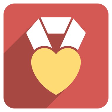 Uzun gölge ile kalp Ödülü düz yuvarlak kare simgesi