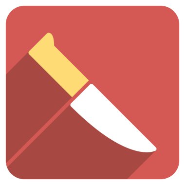 Uzun gölge ile düz yuvarlak bıçak kare simgesi