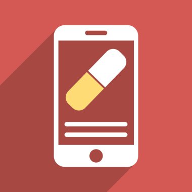 İlaç mobil bilgi düz Longshadow kare simgesi