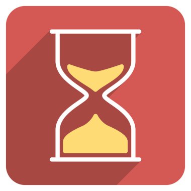 Uzun gölge ile kare simgesi kum saati düz yuvarlak