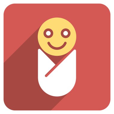 Uzun gölge ile kare simgesi bebek düz yuvarlak