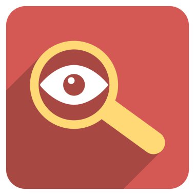 Vizyon düz yuvarlak kare simgesi uzun gölge ile araştırmak