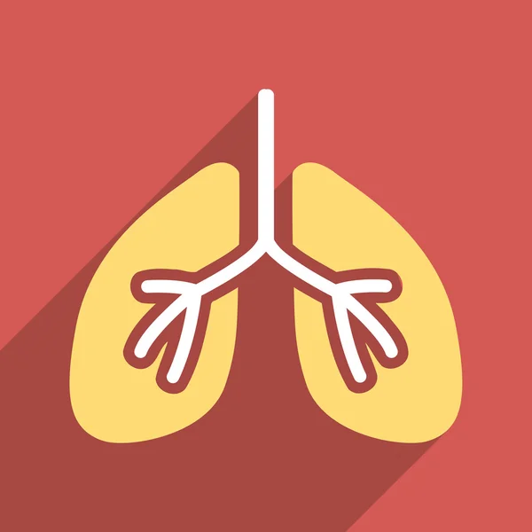 Ícone quadrado Longshadow plano dos pulmões — Fotografia de Stock
