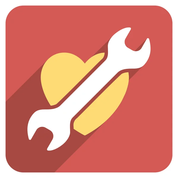 Heart Surgery Flat Rounded Square Icon with Long Shadow — Stok Foto
