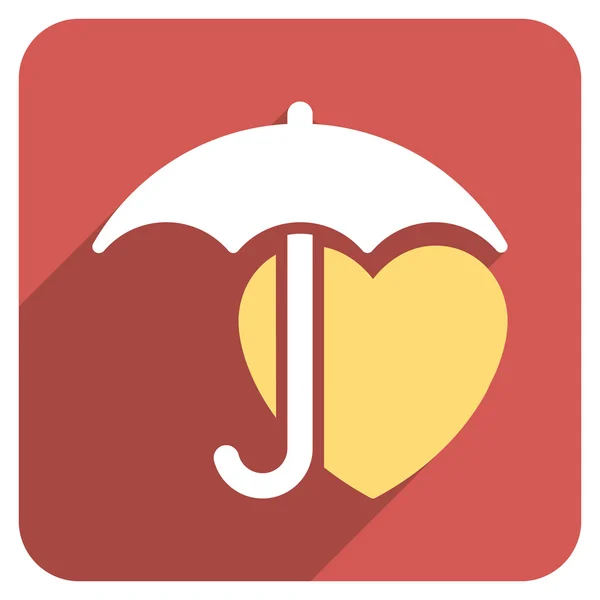Protección del paraguas del corazón Icono cuadrado redondeado plano con sombra larga — Foto de Stock