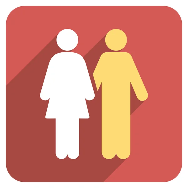 Human Couple Flat Rounded Square Icon dengan Long Shadow — Stok Foto