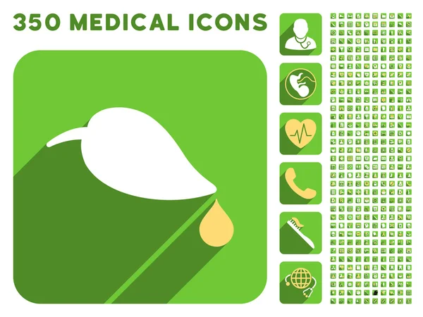 Icono de ecología y conjunto de iconos de sombra larga médica — Foto de Stock